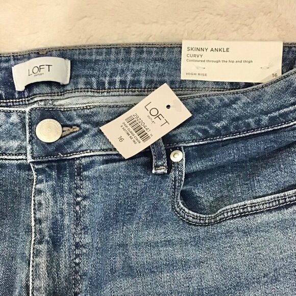 LOFT Outlet 16 NWT Skinny Ankle Curvy High Rise Women's Jeans Stretch Side Slit - Picture 4 of 7